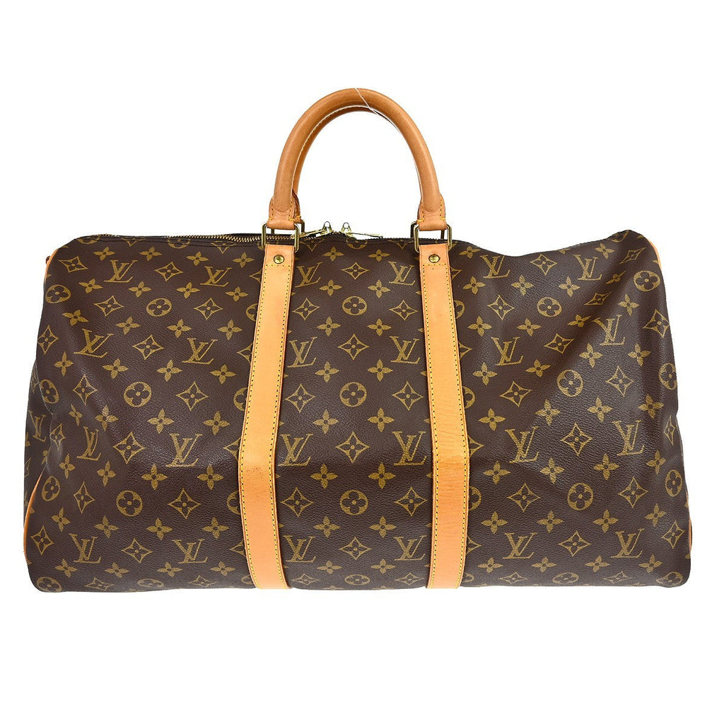 Louis Vuitton Keepall Bandouliere Bag Monogram Canvas Brown Canvas Handbag (Pre-Owned)