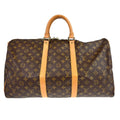 Louis Vuitton Keepall Bandouliere Bag Monogram Canvas Brown Canvas Handbag (Pre-Owned)