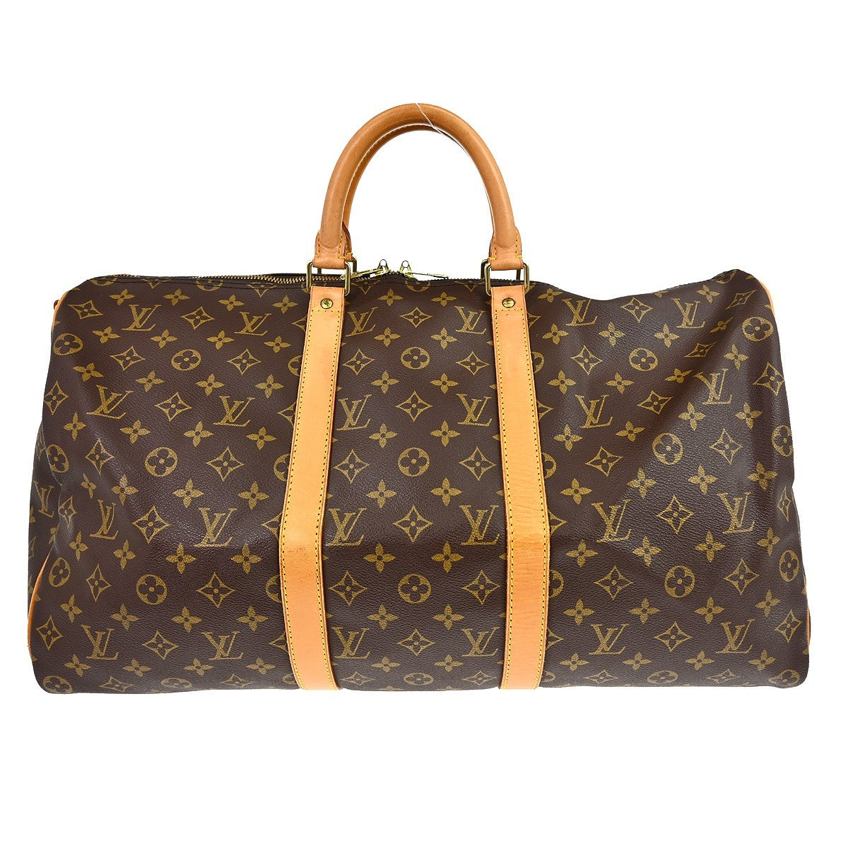 Louis Vuitton Keepall Bandouliere Bag Monogram Canvas Brown Canvas Handbag (Pre-Owned)