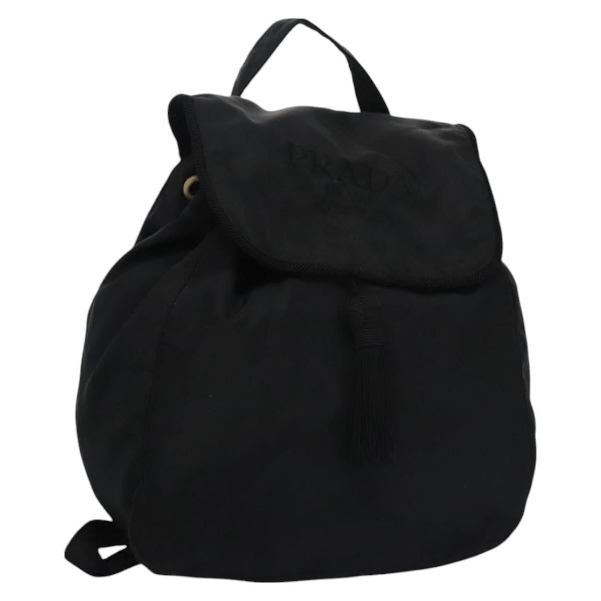 Prada Flap Drawstring Backpack Tessuto Black Nylon Backpack Bag (Pre-Owned)
