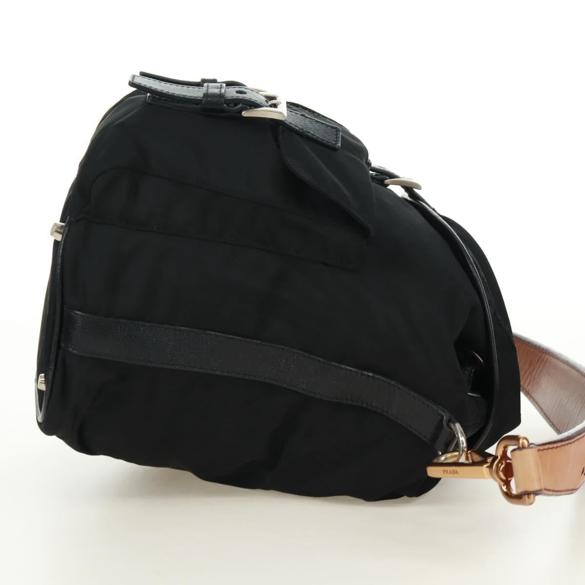 Prada Double Pocket Drawstring Shoulder Bag Tessuto Black Nylon Shoulder Bag Bag (Pre-Owned)