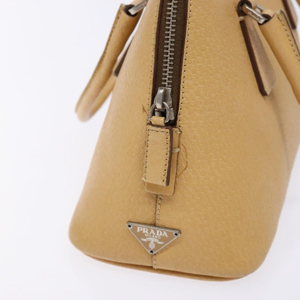 Prada Cuir Promenade Bag Saffiano Leather Beige Leather Handbag (Pre-Owned)