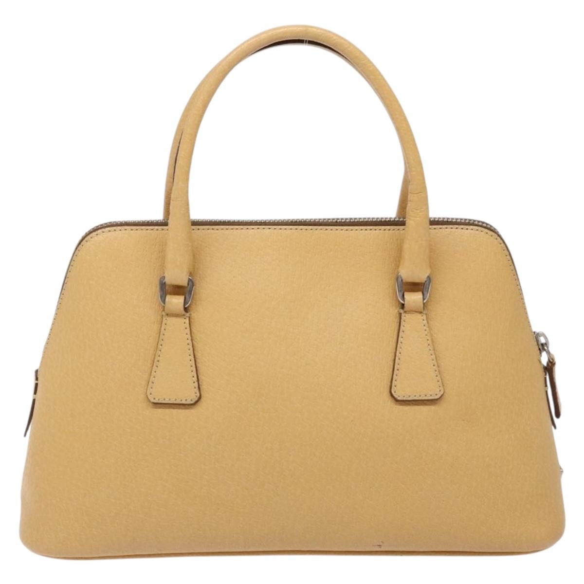 Prada Cuir Promenade Bag Saffiano Leather Beige Leather Handbag (Pre-Owned)