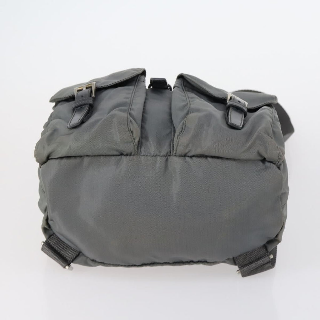 Prada Double Front Pocket Backpack Tessuto Gray Nylon Backpack Bag (Pre-Owned)