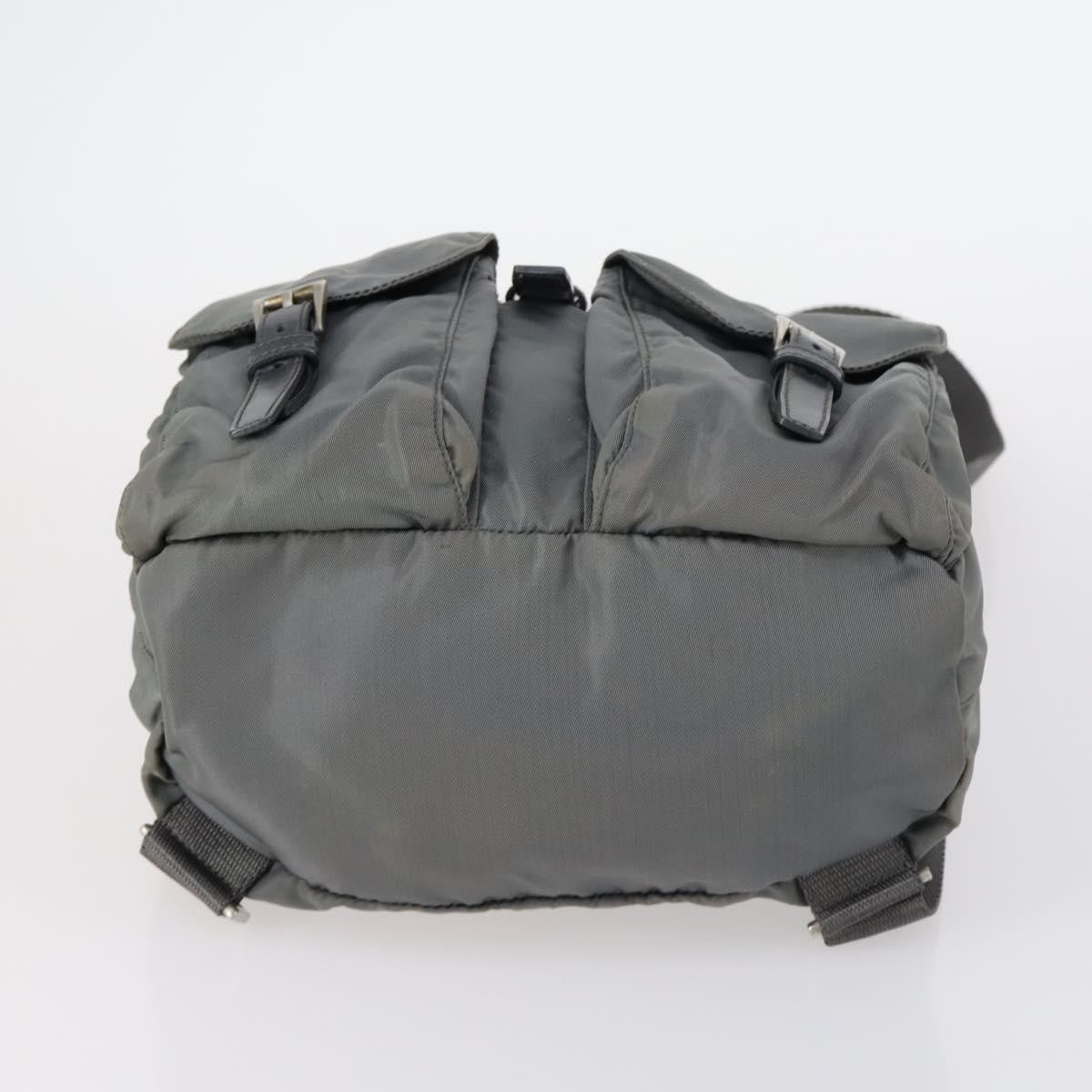 Prada Double Front Pocket Backpack Tessuto Gray Nylon Backpack Bag (Pre-Owned)