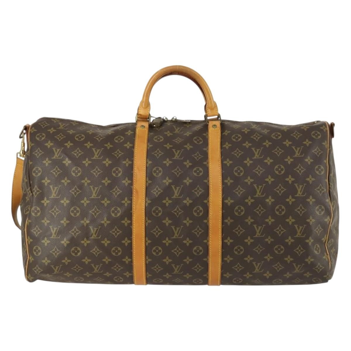 Louis Vuitton Keepall Bandouliere Bag Monogram Canvas Brown Canvas Travel Bag Bag (Pre-Owned)