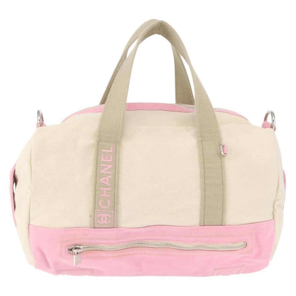 Chanel Sport Line Boston Ba Canvas Pink Canvas Travel Bag Bag (Pre-Owned)