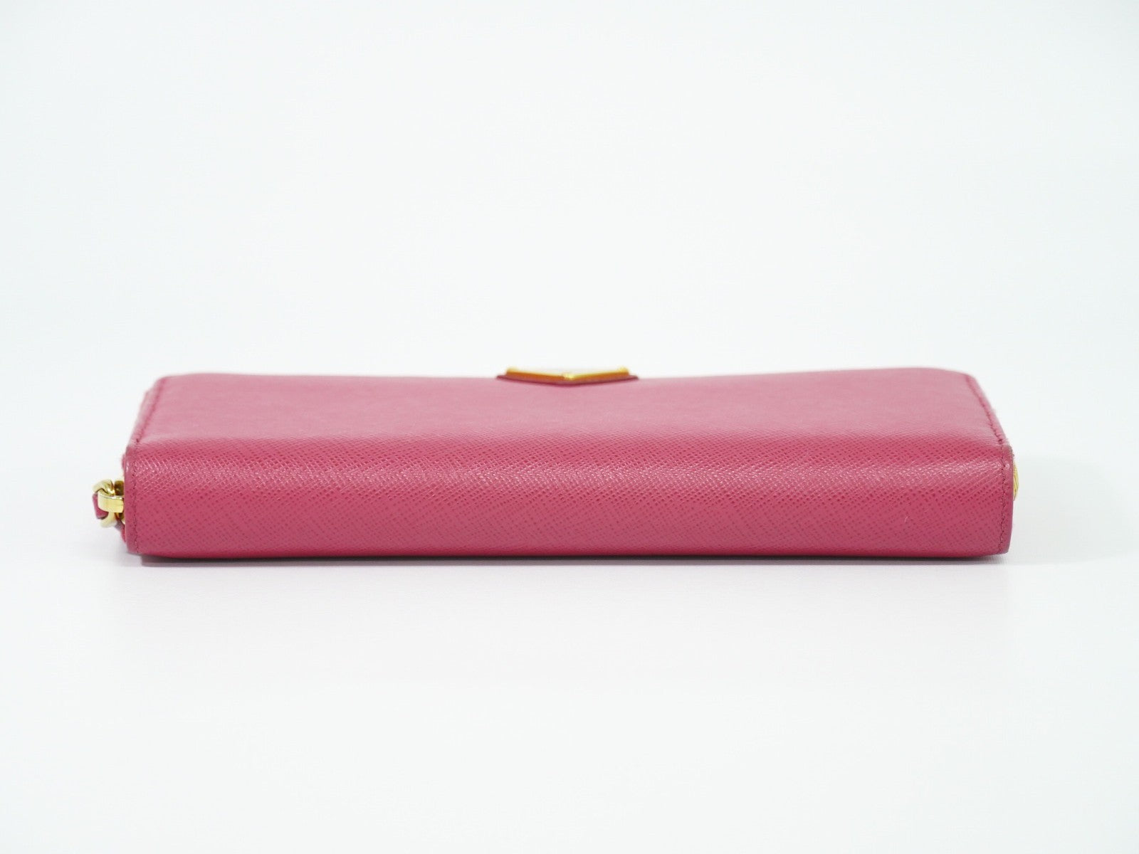 Prada Zip Around Tab Wallet Saffiano Leather Pink Leather Wallets Accessory (Pre-Owned)