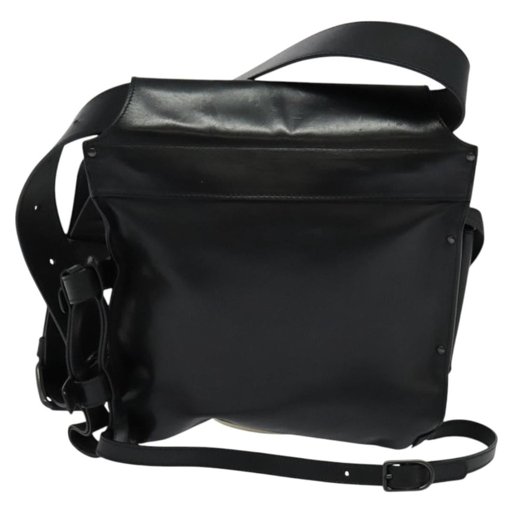 Bottega Veneta Utility Waist Bag Leather With Intrecciato Black Leather Shoulder Bag Bag (Pre-Owned)
