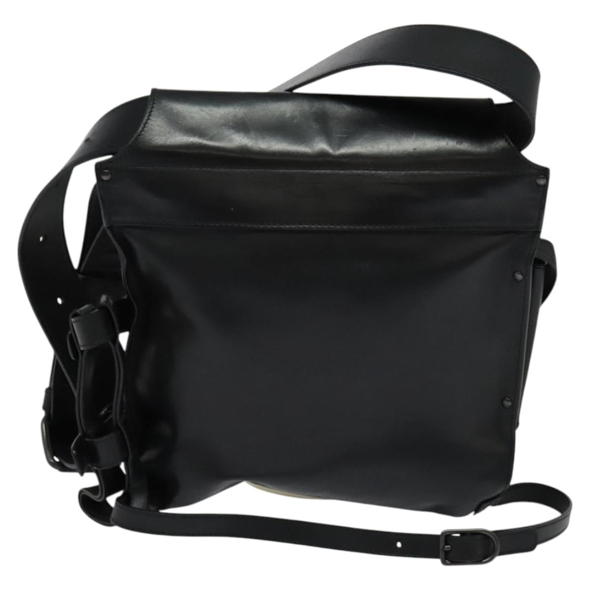 Bottega Veneta Utility Waist Bag Leather With Intrecciato Black Leather Shoulder Bag Bag (Pre-Owned)