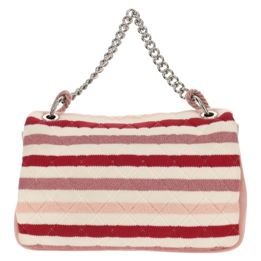 Chanel Vintage Flap Shoulder Bag Canvas Pink Leather Handbag (Pre-Owned)