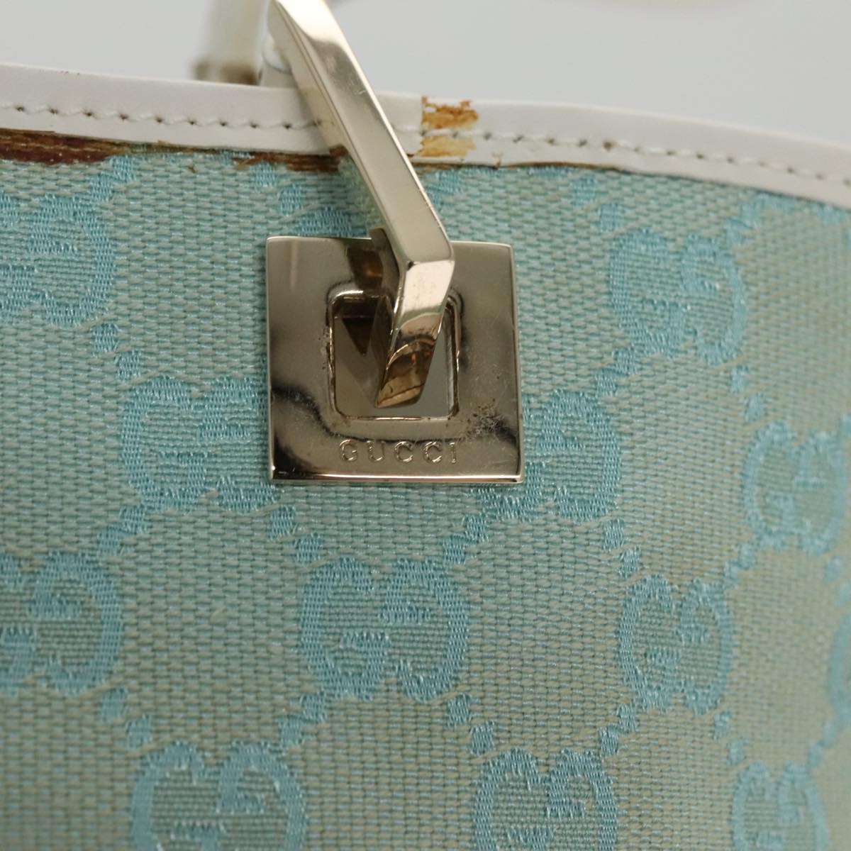 Gucci Vintage Bucket Shopping Tote Gg Canvas Blue Canvas Tote Bag Bag (Pre-Owned)
