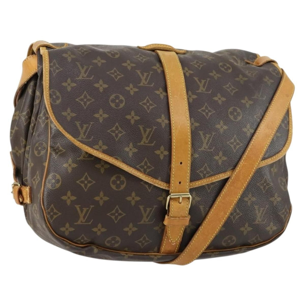Louis Vuitton Saumur Handbag Monogram Canvas Brown Canvas Shoulder Bag Bag (Pre-Owned)