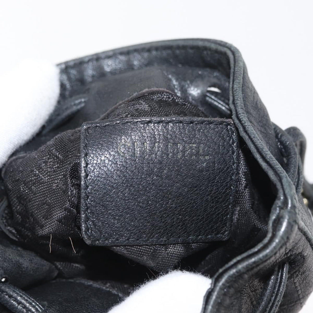 Chanel Camellia Clutch Bag Leather Black Leather Clutche & Pouche Bag (Pre-Owned)