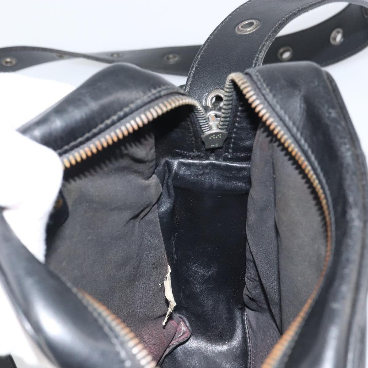 Bottega Veneta Intrecciato Shoulder Bag Leather Black Leather Shoulder Bag Bag (Pre-Owned)