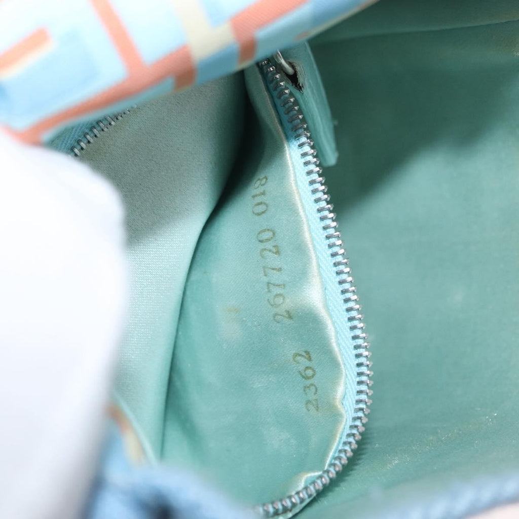 Fendi Logo Zucca Shoulder Bag Zucca Blue Canvas Shoulder Bag Bag (Pre-Owned)
