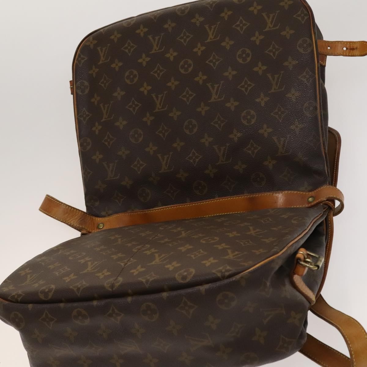 Louis Vuitton Saumur Handbag Monogram Canvas Brown Canvas Shoulder Bag Bag (Pre-Owned)