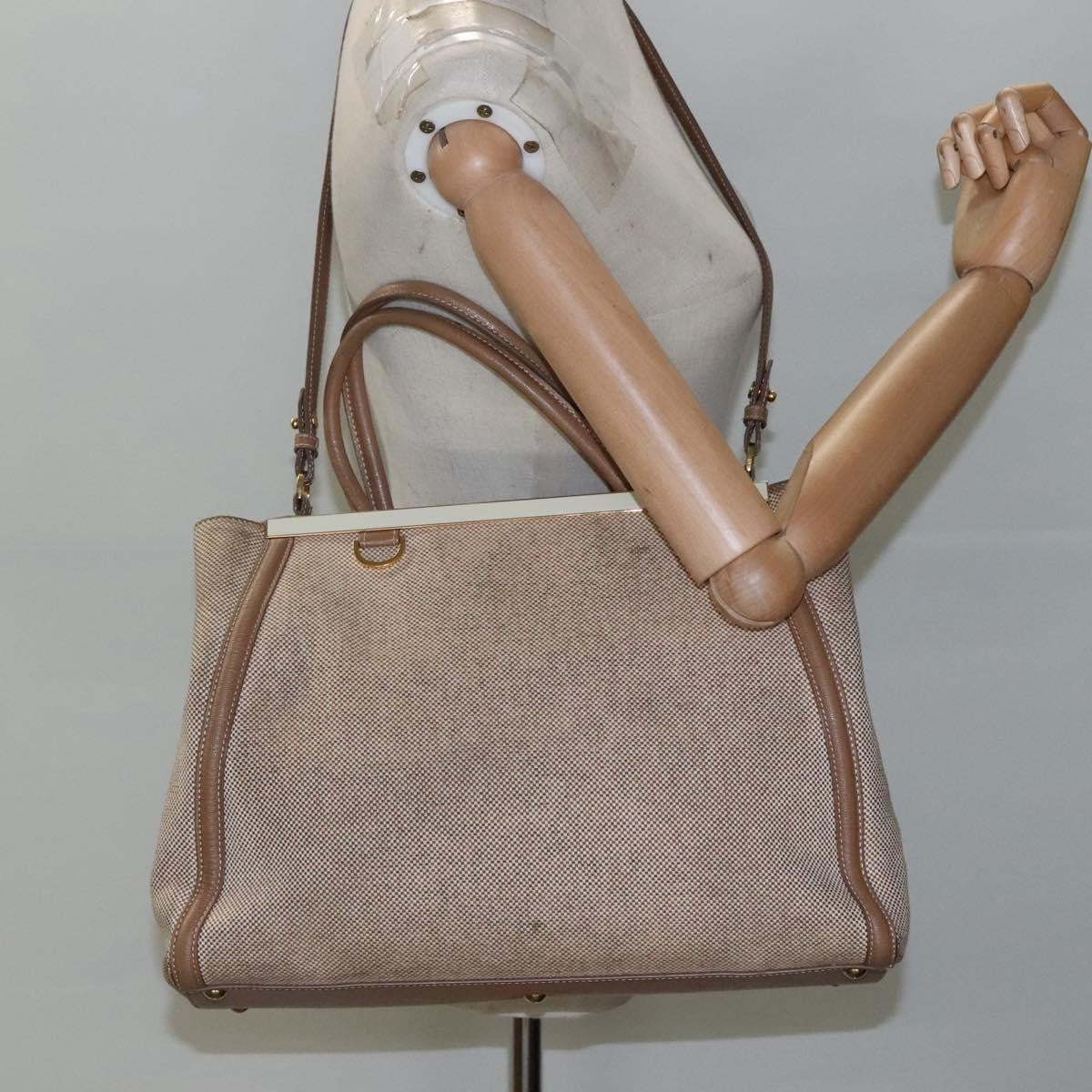 Fendi 2Jours Bag Canvas Beige Canvas Tote Bag Bag (Pre-Owned)
