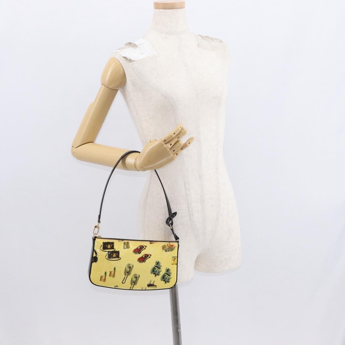 Louis Vuitton Pochette Accessoires Nm Limited Edition Stickers Monogram Vernis Yellow Patent_Leather Clutche & Pouche Bag (Pre-Owned)