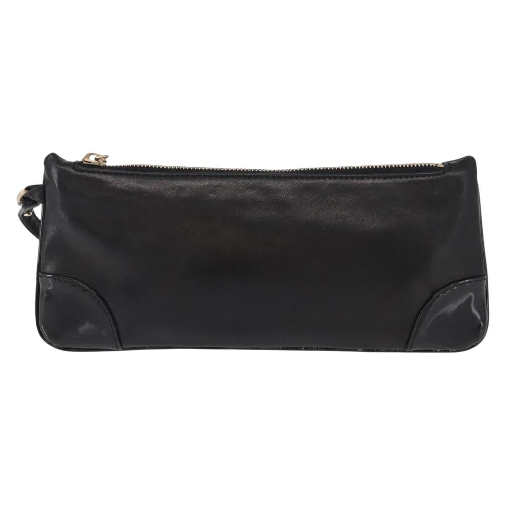 Chanel Camellia Clutch Bag Leather Black Leather Clutche & Pouche Bag (Pre-Owned)