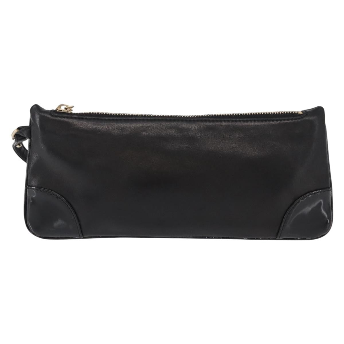 Chanel Camellia Clutch Bag Leather Black Leather Clutche & Pouche Bag (Pre-Owned)