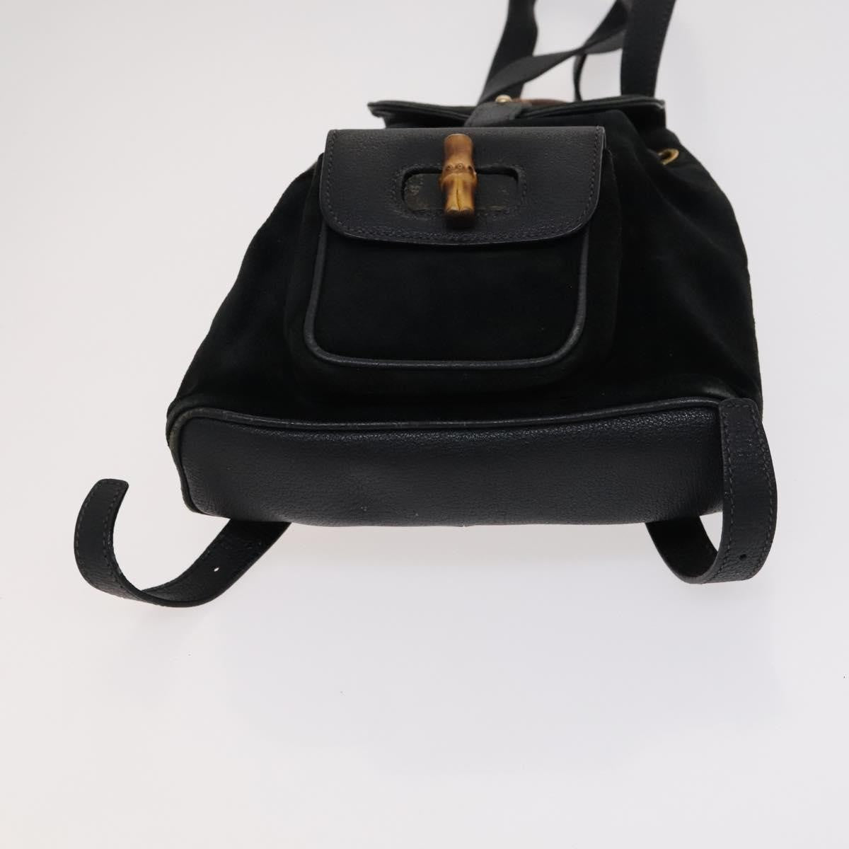 Gucci Gucci Bamboo Backpack Daim Black Suede Backpack Bag (Pre-Owned)