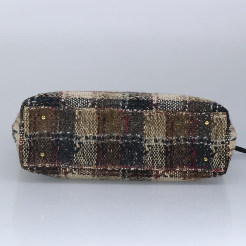 Burberry Nova Check Handbag Wool Beige Wool Handbag (Pre-Owned)