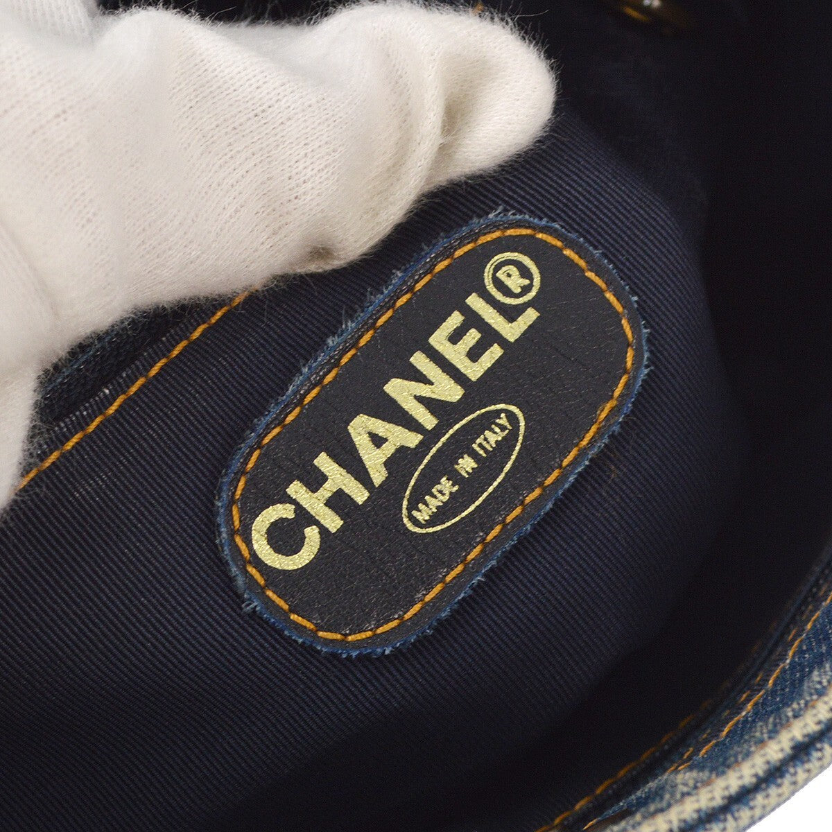 Chanel Vintage Resin Chain Tote Denim Blue Denim_Jeans Tote Bag Bag (Pre-Owned)