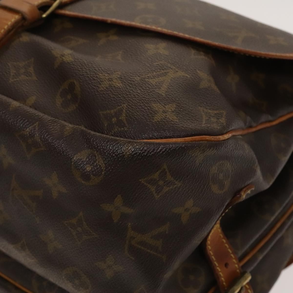 Louis Vuitton Saumur Handbag Monogram Canvas Brown Canvas Shoulder Bag Bag (Pre-Owned)