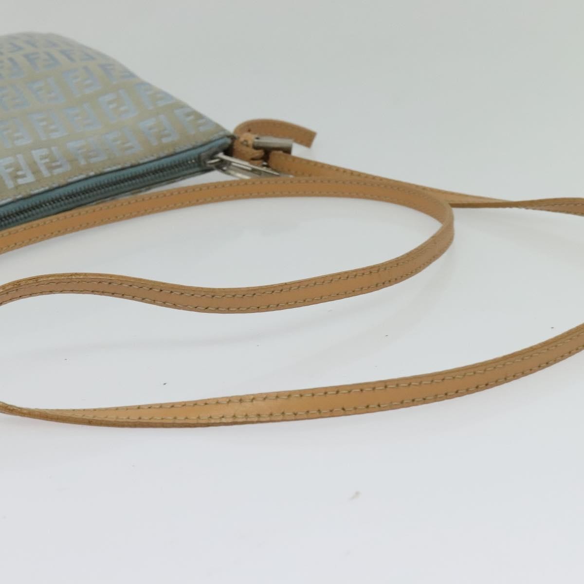 Fendi Vintage Flat Crossbody Bag Zucchino Canvas Blue Canvas Shoulder Bag Bag (Pre-Owned)