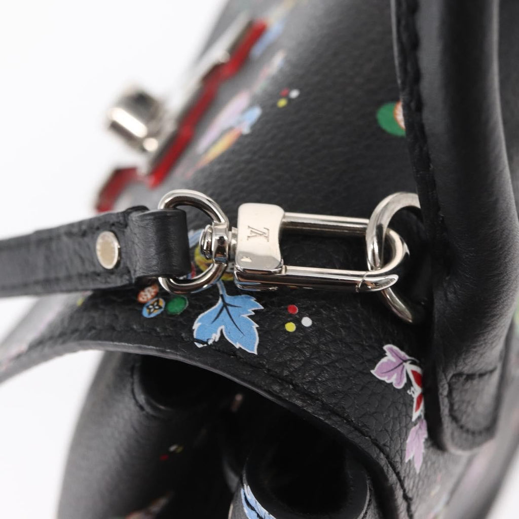 Louis Vuitton Lockme Backpack Floral Printed Leather Black Leather Backpack Bag (Pre-Owned)