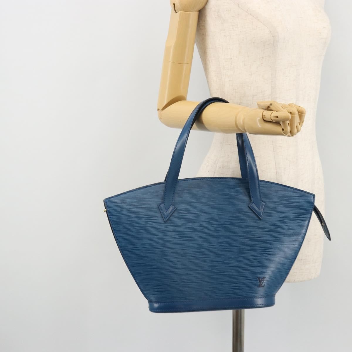 Louis Vuitton Saint Jacques Handbag Epi Leather Blue Leather Handbag (Pre-Owned)