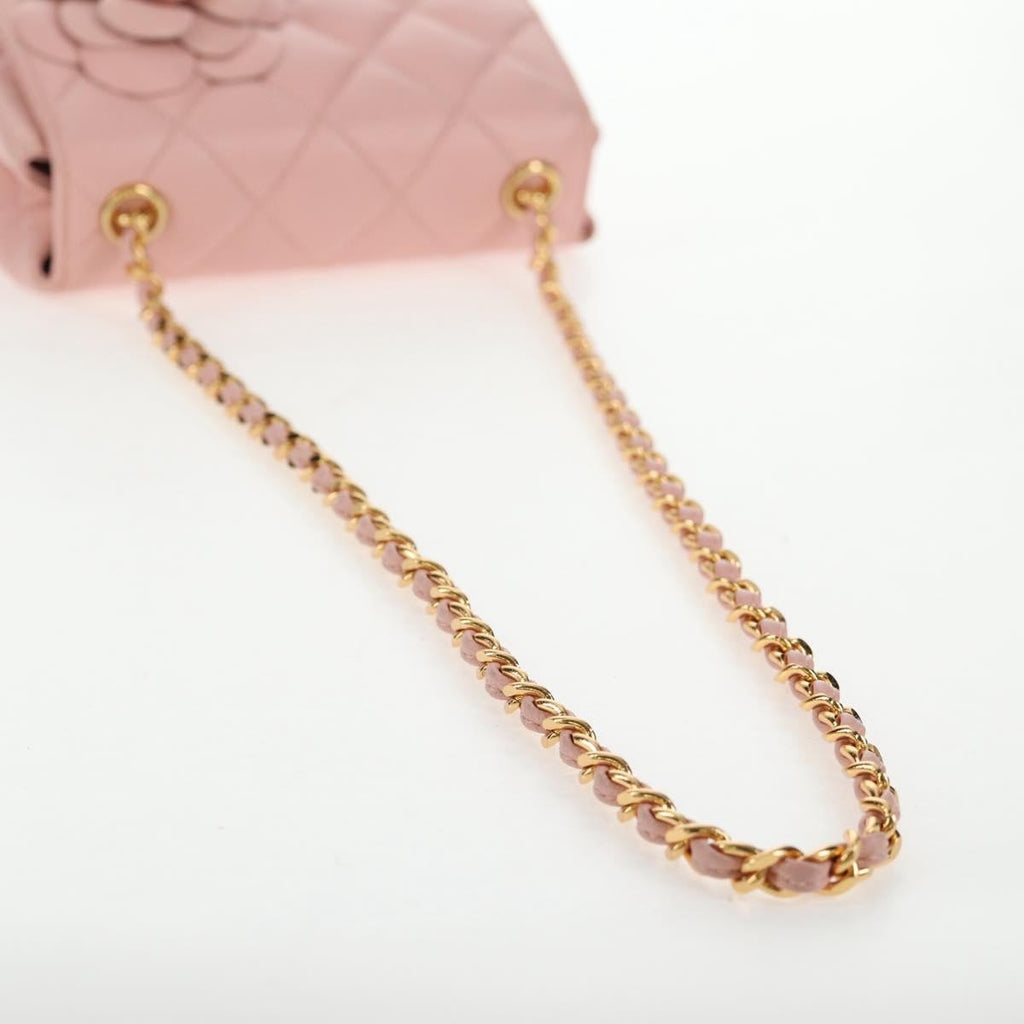 Chanel Vintage Camellia Flap Bag Quilted Lambskin Pink Leather Bag (Pre-Owned)