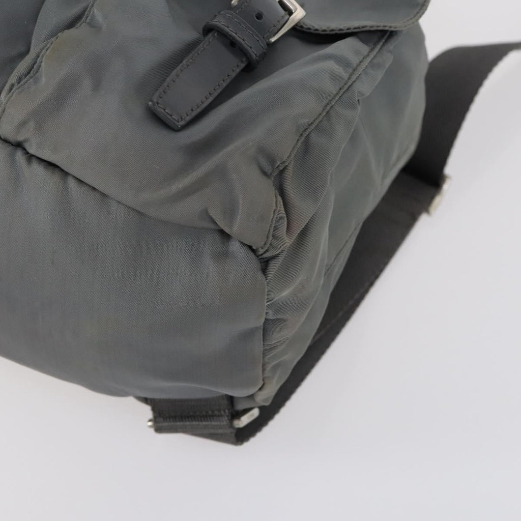 Prada Double Front Pocket Backpack Tessuto Gray Nylon Backpack Bag (Pre-Owned)