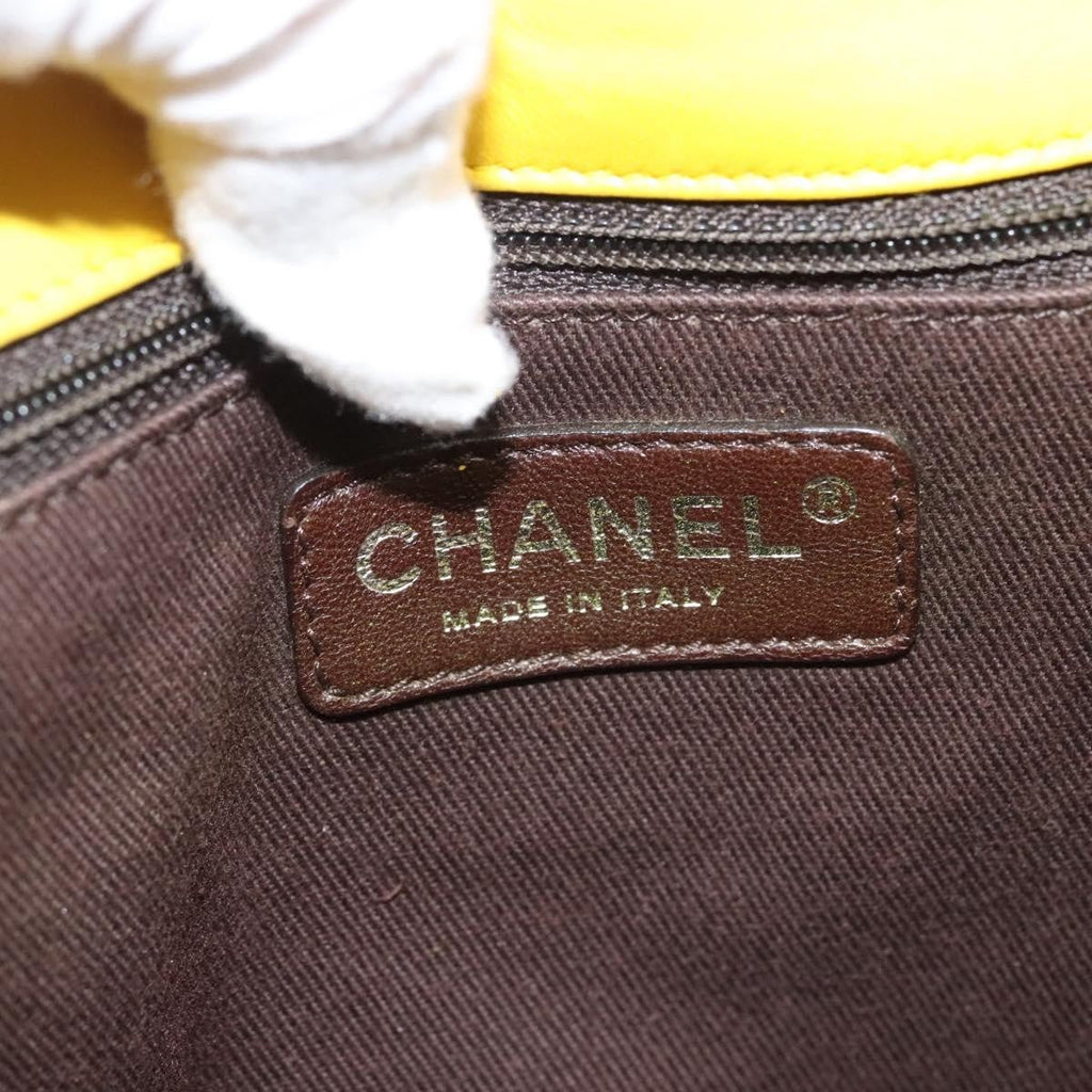 Chanel Two Tone Mademoiselle Lock Flap Bag Quilted Lambskin Yellow Leather Shoulder Bag Bag (Pre-Owned)