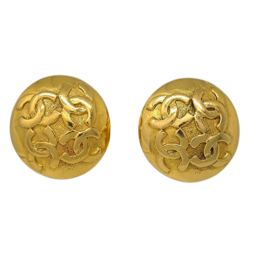 Chanel Cc Round Earrings Metal Gold Gold_Plated Earrings Jewelry (Pre-Owned)