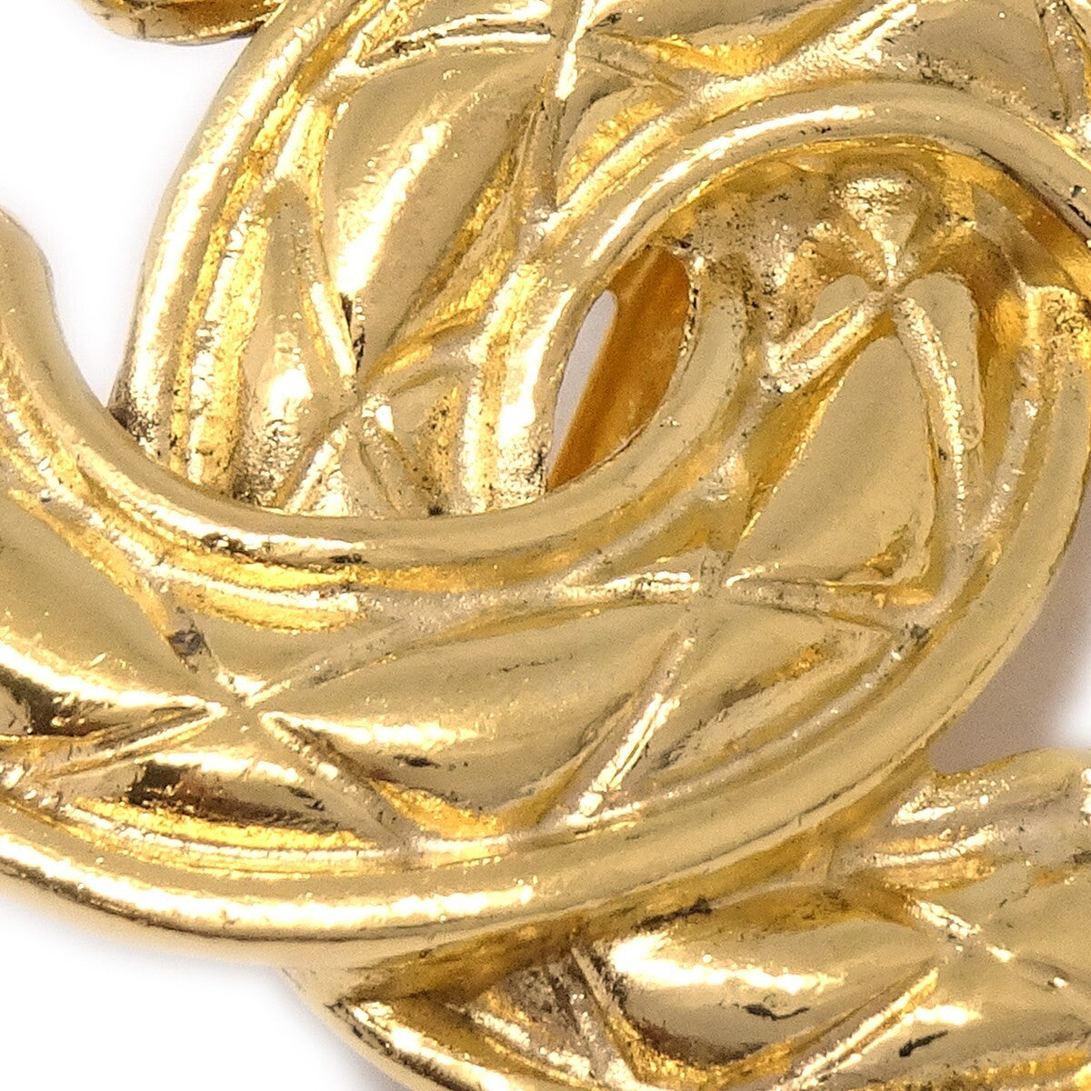 Chanel Cc Clip-On Earrings Quilted Metal Gold Gold_Plated Earrings Jewelry (Pre-Owned)