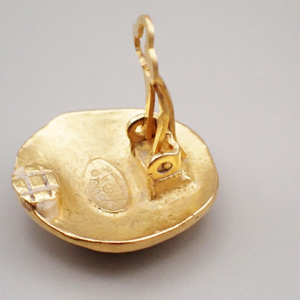 Chanel Vintage Cc Round Clip-On Earrings Metal Gold Gold_Plated Earrings Jewelry (Pre-Owned)