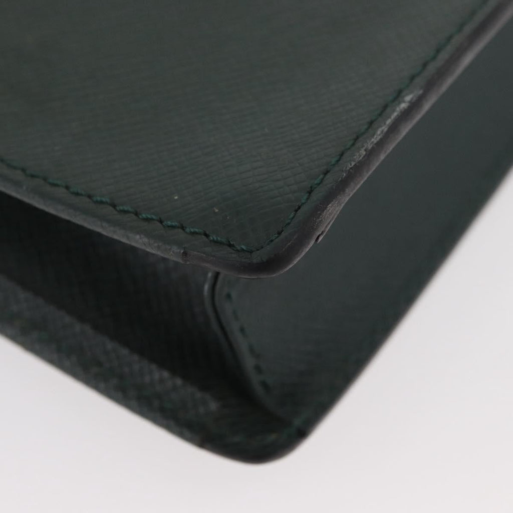 Louis Vuitton Serviette Kourad Briefcase Taiga Leather Green Leather Handbag (Pre-Owned)