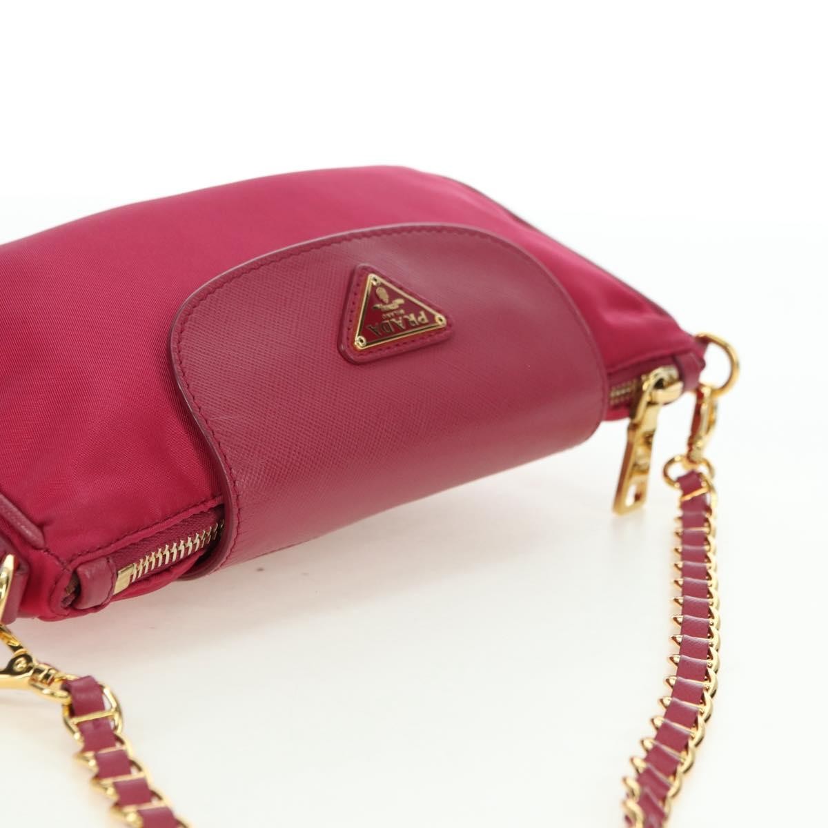 Prada Chain Crossbody Bag Tessuto And Saffiano Leather Pink Nylon Shoulder Bag Bag (Pre-Owned)