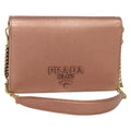 Prada Monochrome Chain Flap Bag Saffiano Leather Pink Leather Shoulder Bag Bag (Pre-Owned)
