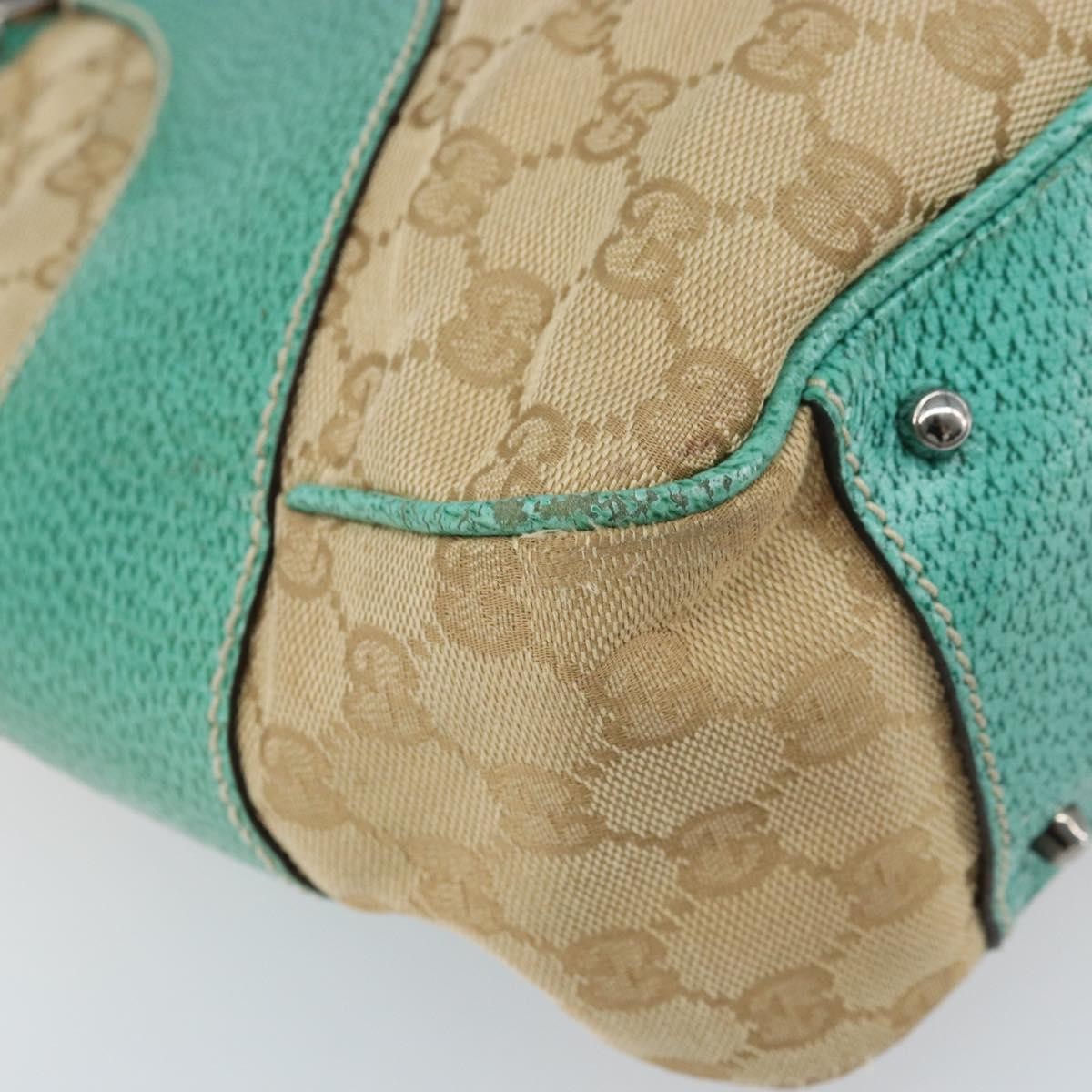 Gucci Vintage Ring Tote Gg Canvas With Leather Beige Canvas Tote Bag Bag (Pre-Owned)