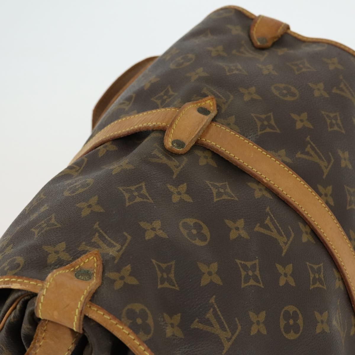 Louis Vuitton Saumur Handbag Monogram Canvas Brown Canvas Shoulder Bag Bag (Pre-Owned)