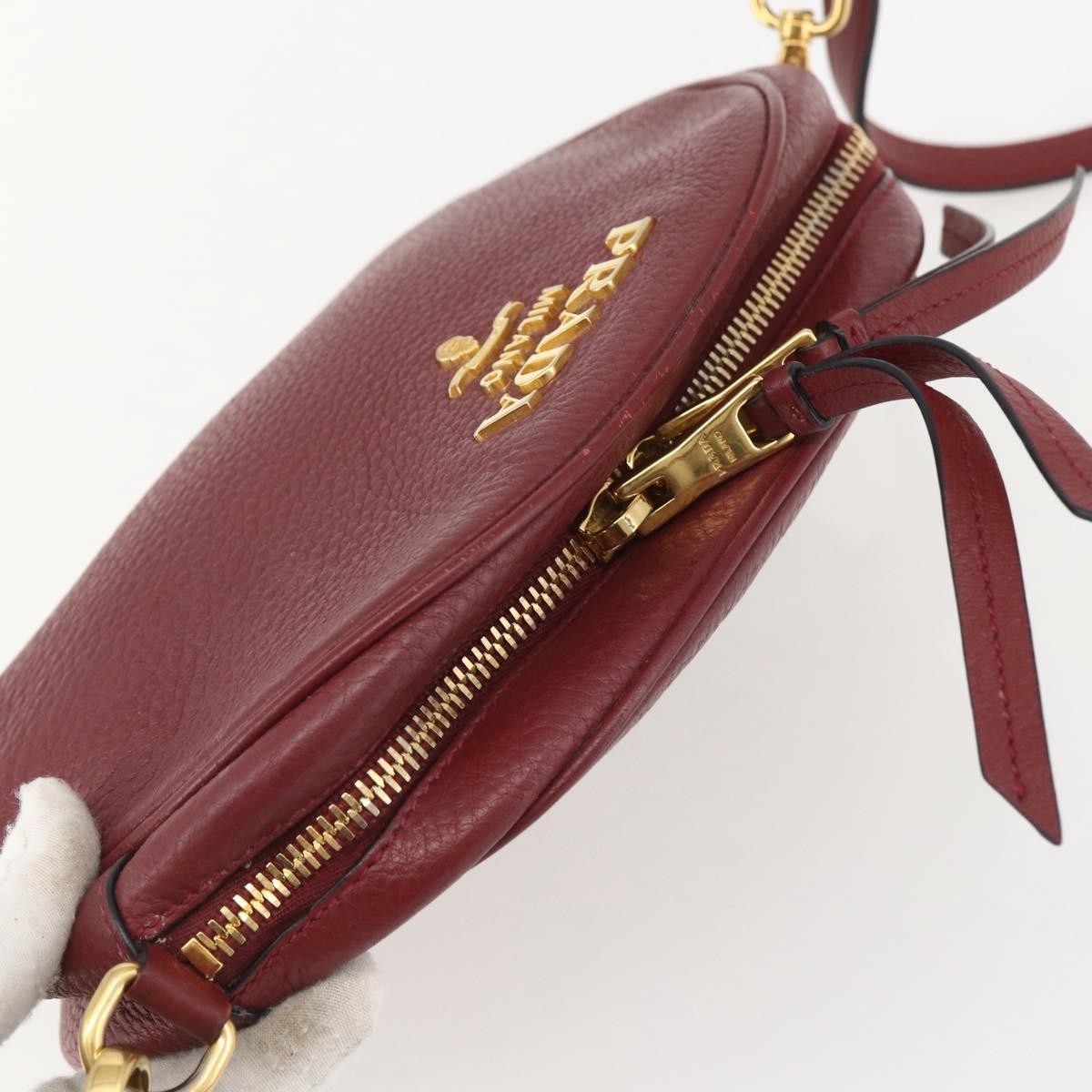 Prada Dual Strap Crossbody Bag Vitello Daino Burgundy Leather Shoulder Bag Bag (Pre-Owned)