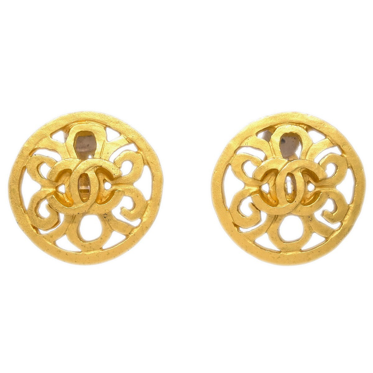 Chanel Cc Round Earrings Metal Gold Gold_Plated Earrings Jewelry (Pre-Owned)