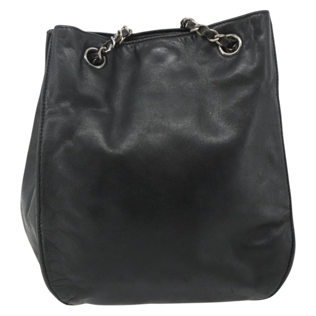 Chanel Vintage Cc Shoulder Bag Lambskin Black Leather Shoulder Bag Bag (Pre-Owned)