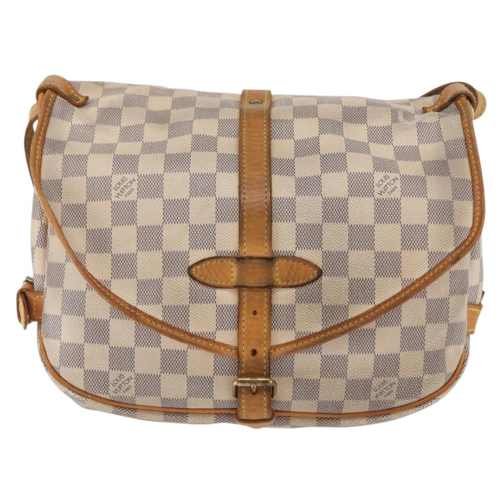 Louis Vuitton Saumur Handbag Damier Beige Canvas Shoulder Bag Bag (Pre-Owned)