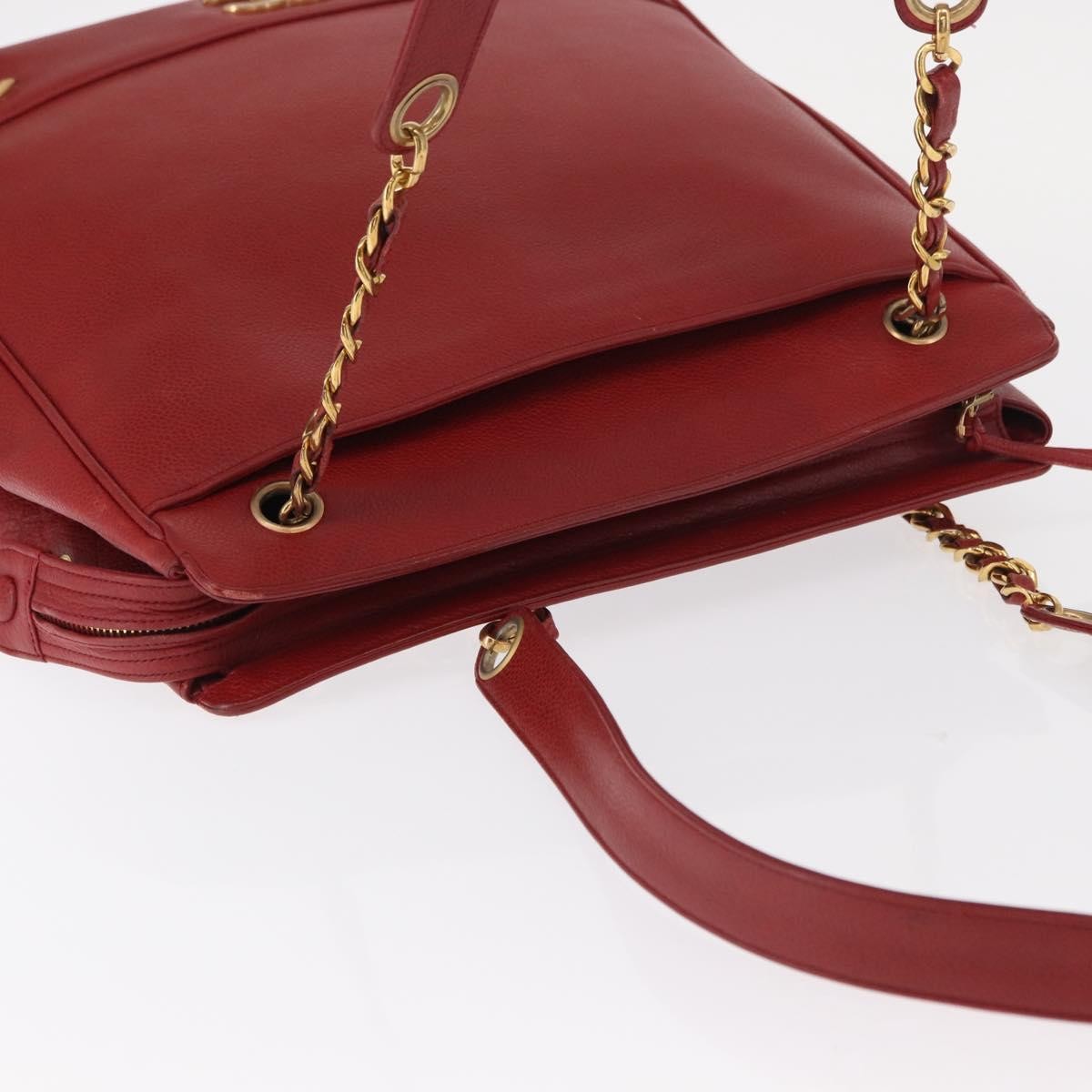 Chanel Vintage Metal Cc Shoulder Bag Caviar Red Leather Shoulder Bag Bag (Pre-Owned)