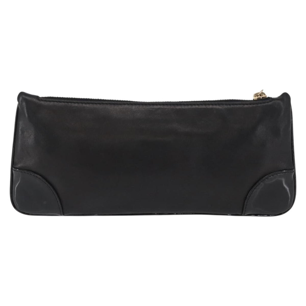 Chanel Camellia Clutch Bag Leather Black Leather Clutche & Pouche Bag (Pre-Owned)