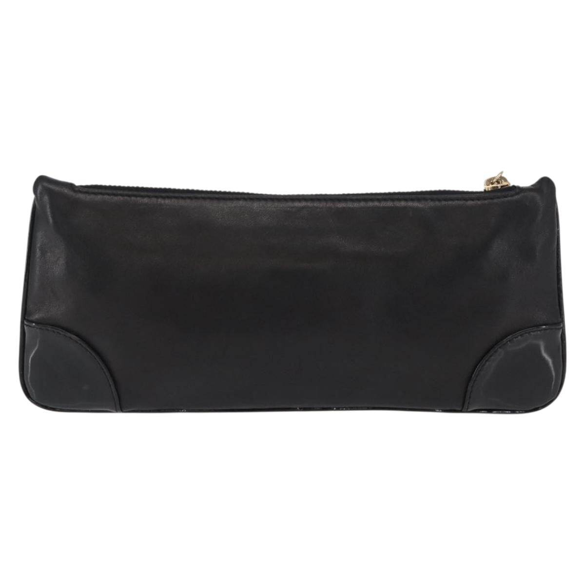 Chanel Camellia Clutch Bag Leather Black Leather Clutche & Pouche Bag (Pre-Owned)